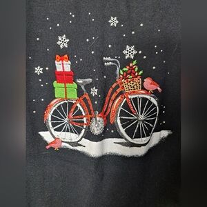 NWT KAREN SCOTT Holiday Christmas Bike Embellished Shirt Size XL Snow Presents